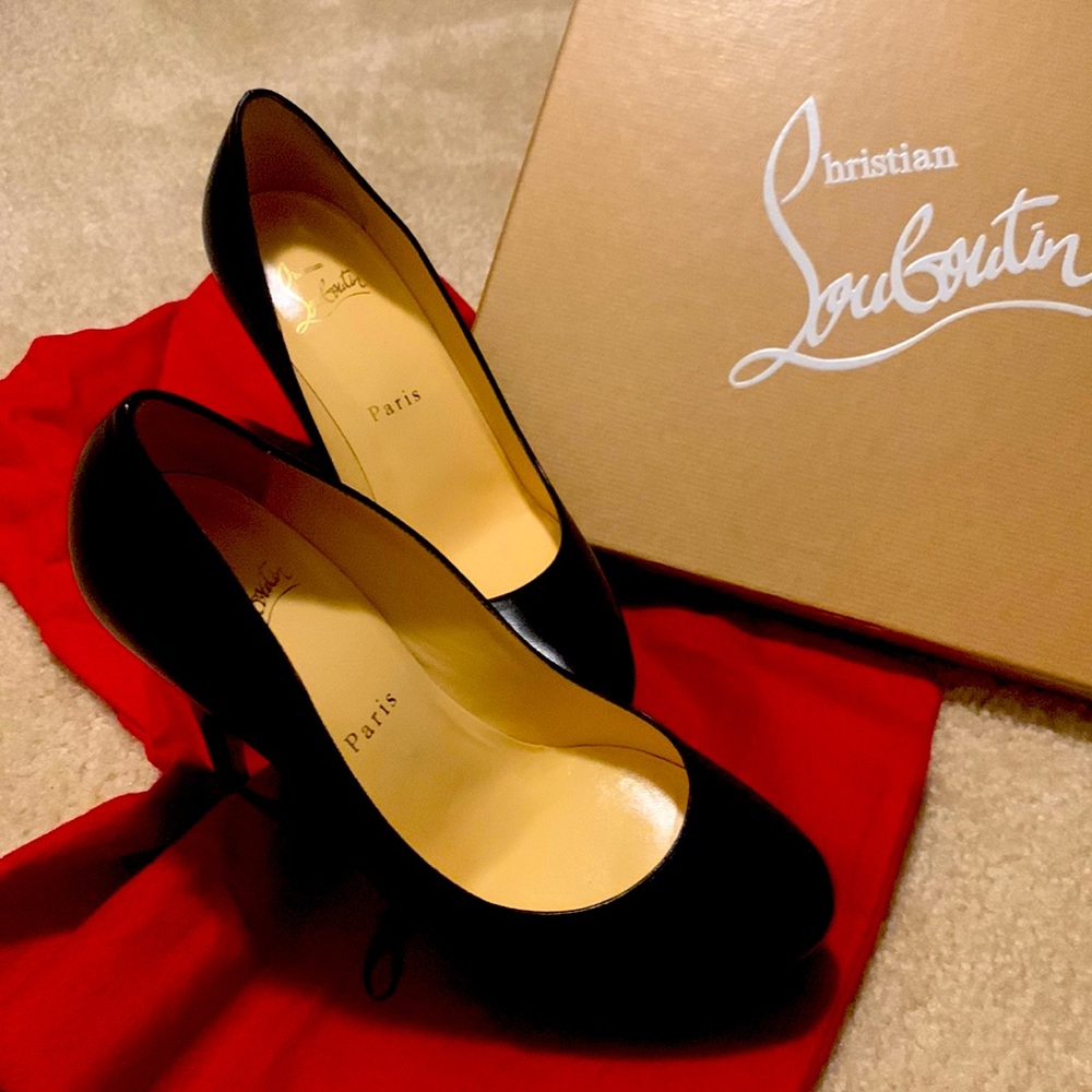 Black leather platform Louboutins
